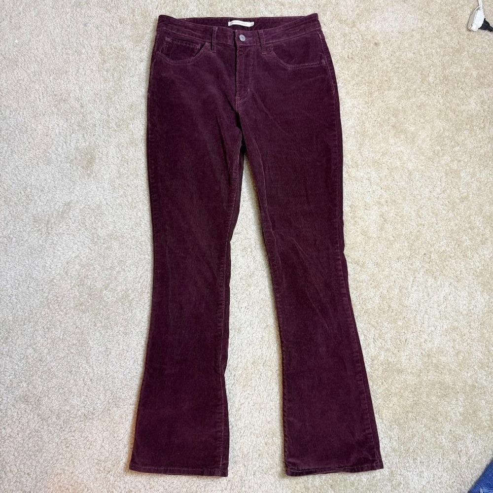 Levi's 725 High Rise‎ Bootcut Pants Womens 30 Red Corduroy 30x31 Pockets Casual